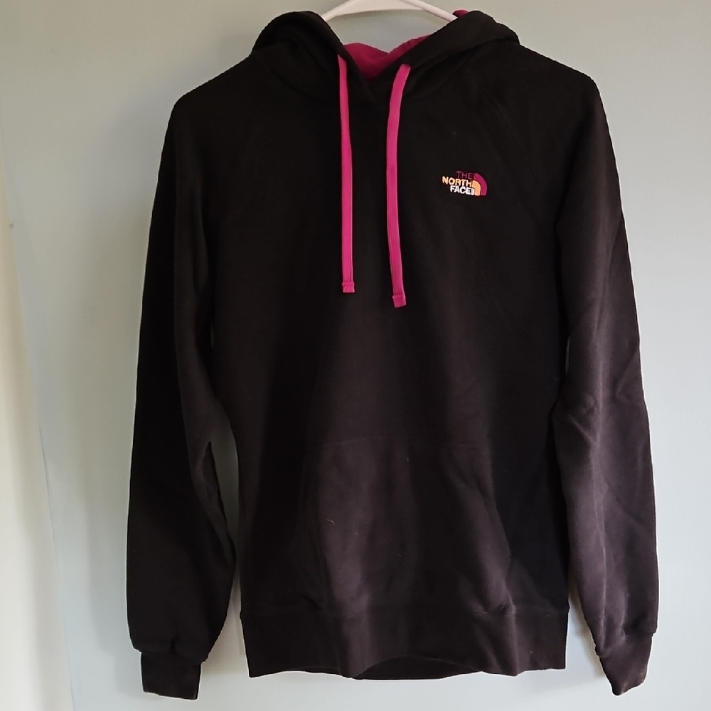 The North Face Black Hoodie with Pink Details